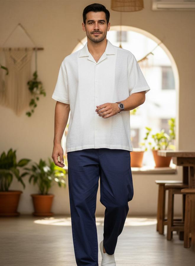 TRULOOM Men Navy Regular Fit Cotton Flex Trousers - Image 5